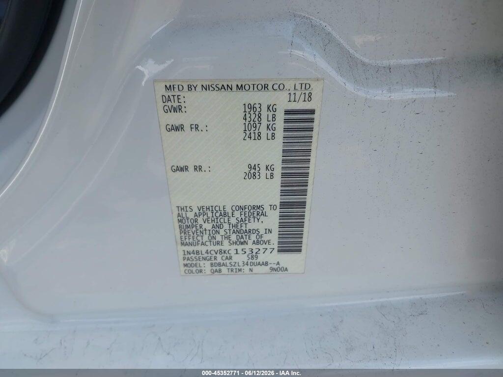 1N4BL4CV8KC153277 2019 NISSAN ALTIMA photo no. 9