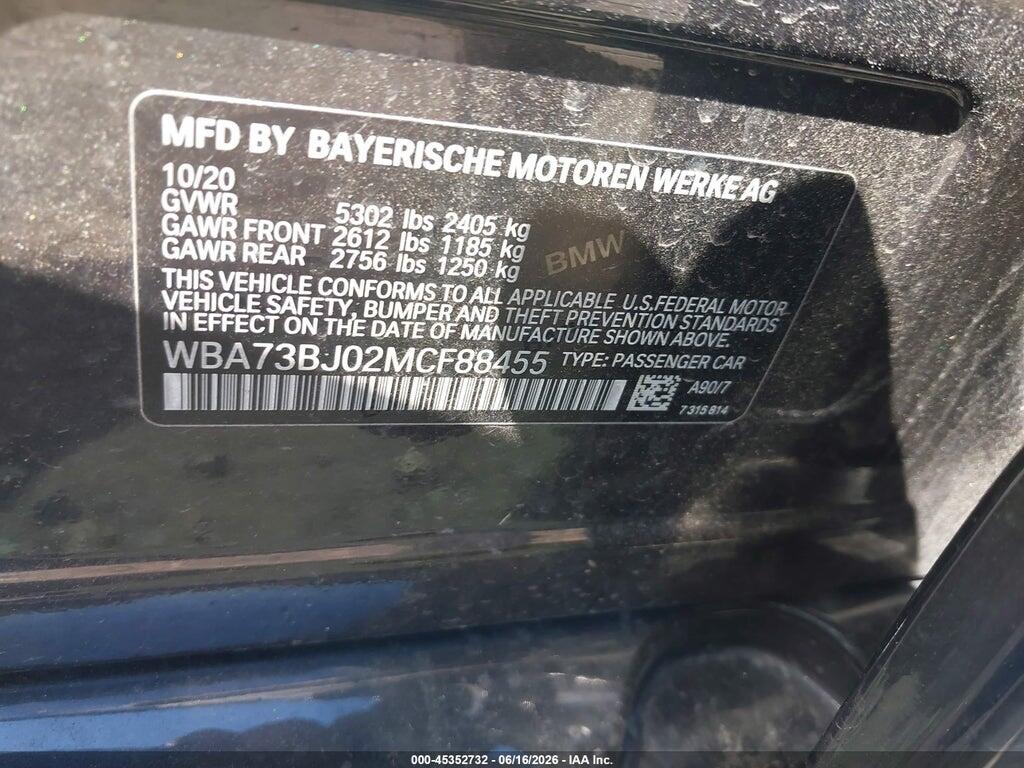 WBA73BJ02MCF88455 2021 BMW 540I photo no. 9