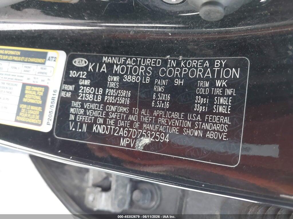 KNDJT2A67D7532594 2013 KIA SOUL photo no. 9