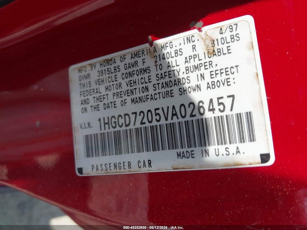 1HGCD7205VA026457 1997 HONDA ACCORD photo no. 9