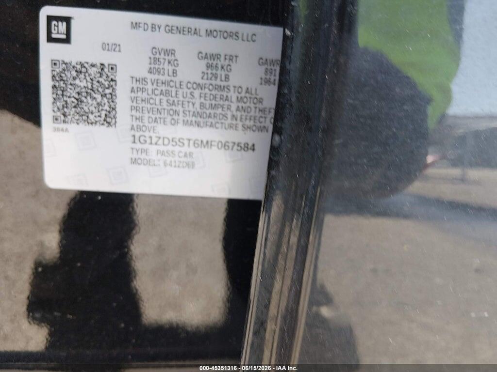 1G1ZD5ST6MF067584 2021 CHEVROLET MALIBU photo no. 9