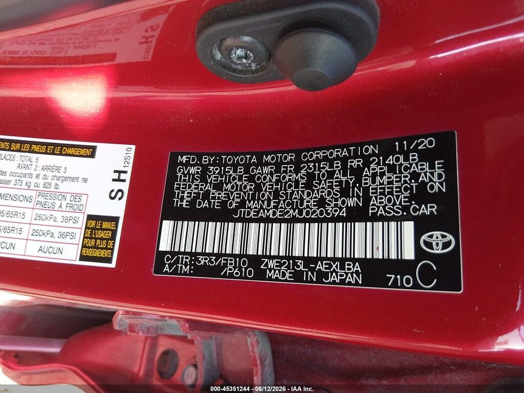 JTDEAMDE2MJ020394 2021 TOYOTA COROLLA photo no. 9