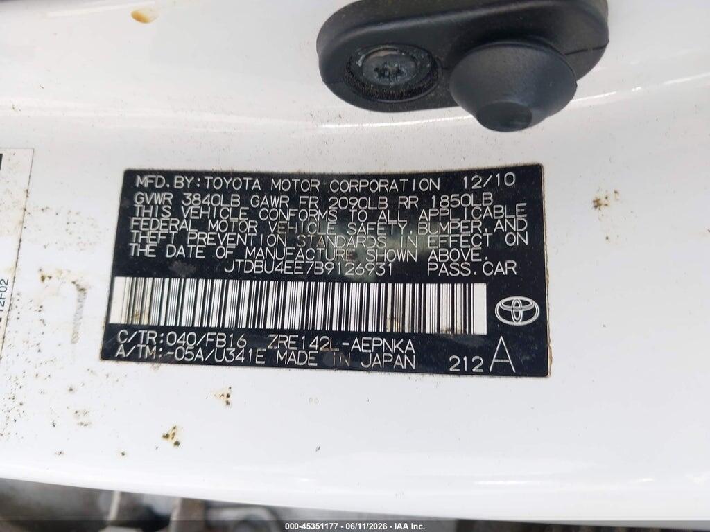 JTDBU4EE7B9126931 2011 TOYOTA COROLLA photo no. 9