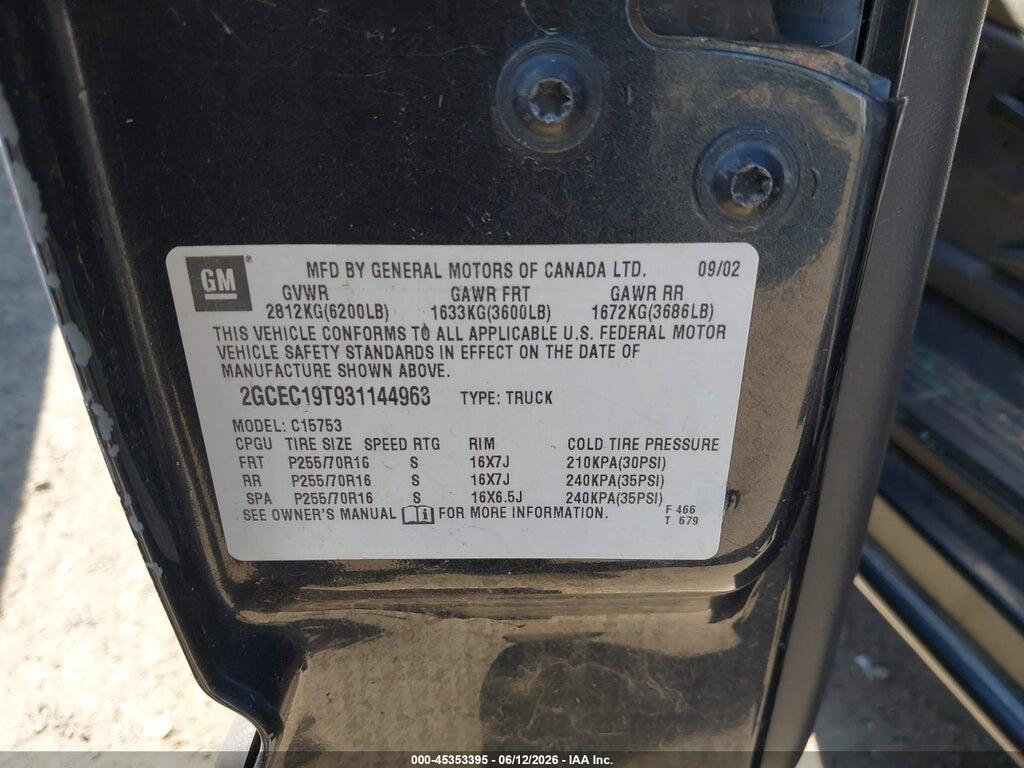 2GCEC19T931144963 2003 CHEVROLET SILVERADO 1500 photo no. 9