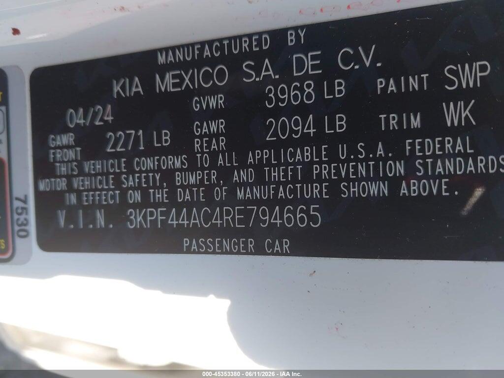 3KPF44AC4RE794665 2024 KIA FORTE photo no. 9