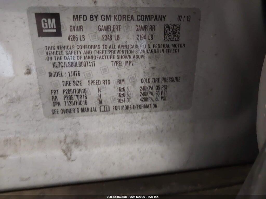 KL7CJLSB0LB007417 2020 CHEVROLET TRAX photo no. 9