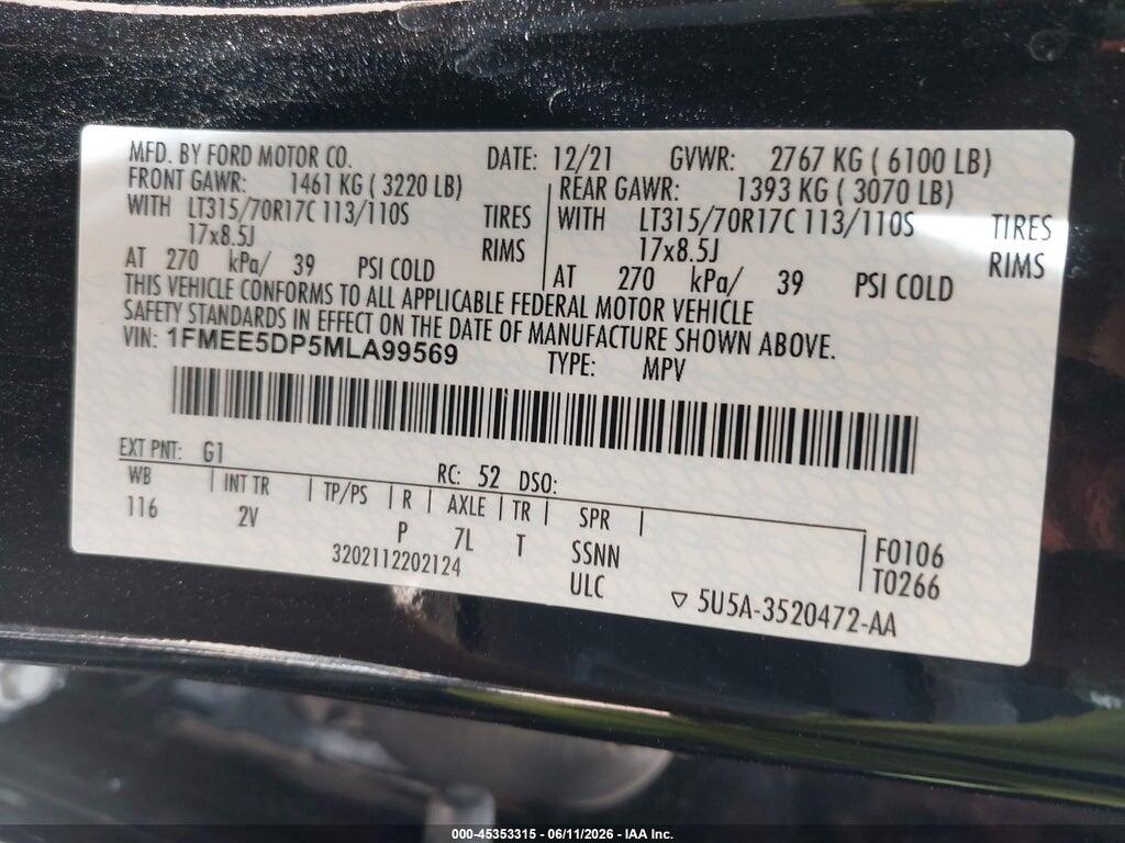 1FMEE5DP5MLA99569 2021 FORD BRONCO photo no. 9