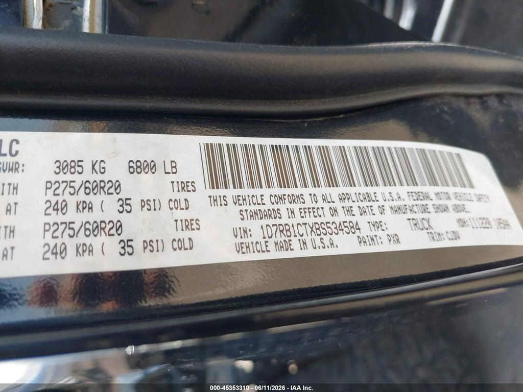 1D7RB1CTXBS534584 2011 RAM RAM 1500 photo no. 9
