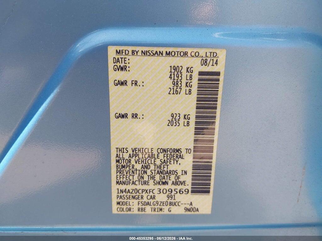1N4AZ0CPXFC309569 2015 NISSAN LEAF photo no. 9