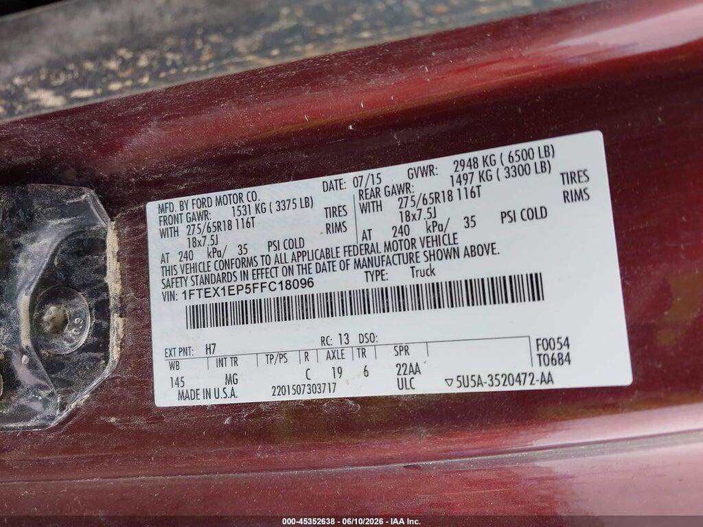 1FTEX1EP5FFC18096 2015 FORD F-150 photo no. 9