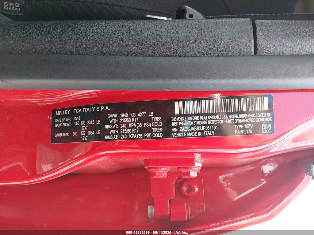 ZACCJABB3JPJ61191 2018 JEEP RENEGADE photo no. 9
