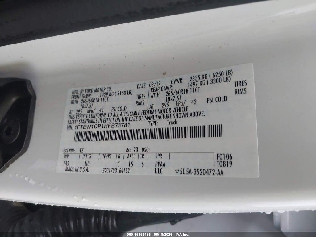 1FTEW1CP1HFB73781 2017 FORD F-150 photo no. 9