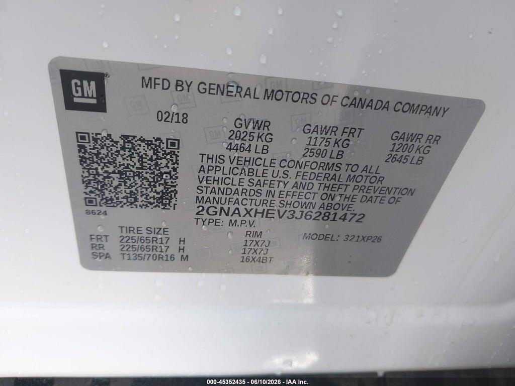 2GNAXHEV3J6281472 2018 CHEVROLET EQUINOX photo no. 9