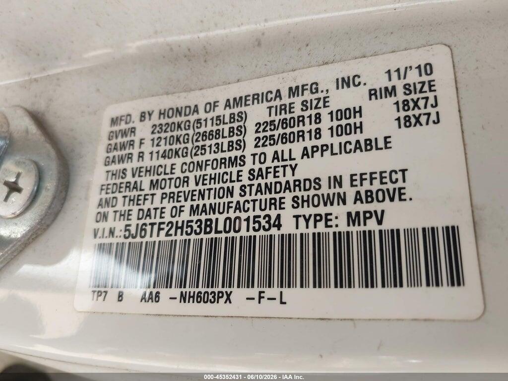 5J6TF2H53BL001534 2011 HONDA ACCORD CROSSTOUR photo no. 9