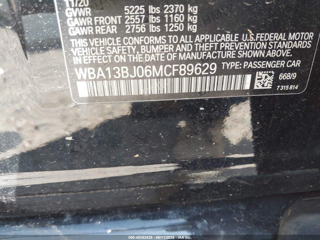 WBA13BJ06MCF89629 2021 BMW 530I photo no. 9