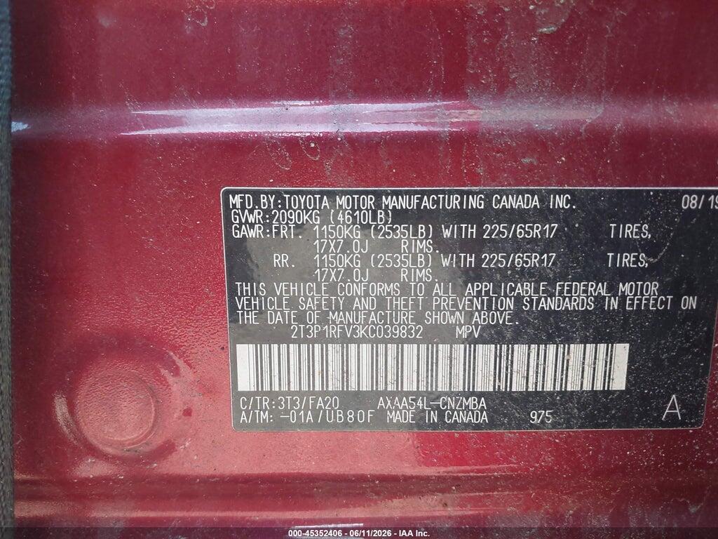 2T3P1RFV3KC039832 2019 TOYOTA RAV4 photo no. 10