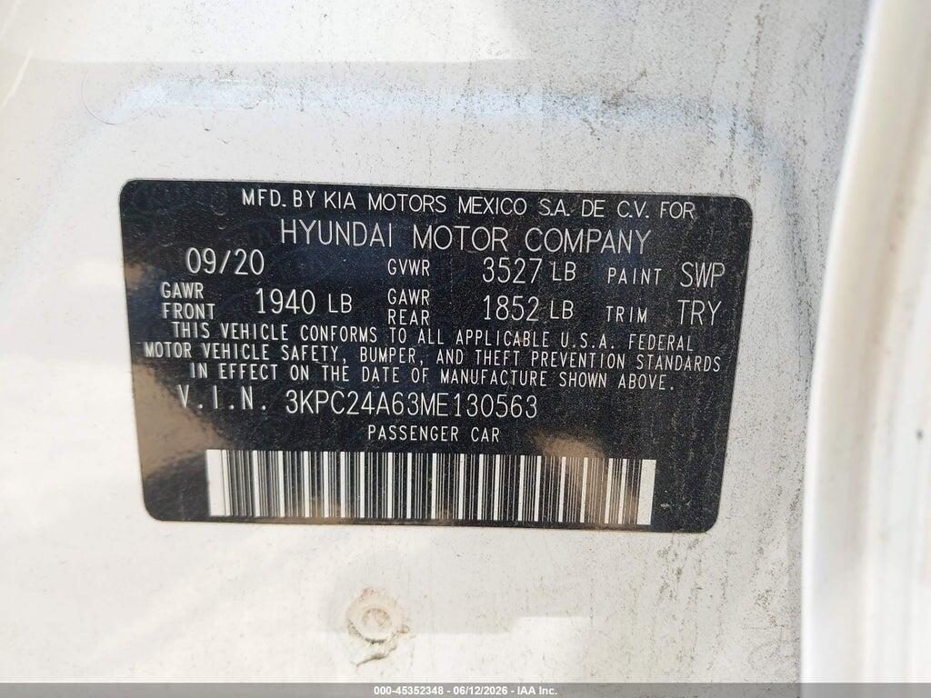 3KPC24A63ME130563 2021 HYUNDAI ACCENT photo no. 9