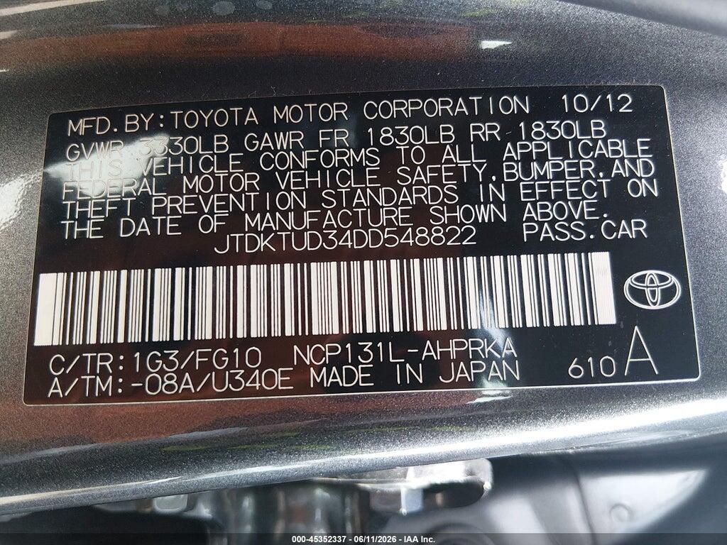 JTDKTUD34DD548822 2013 TOYOTA YARIS photo no. 9