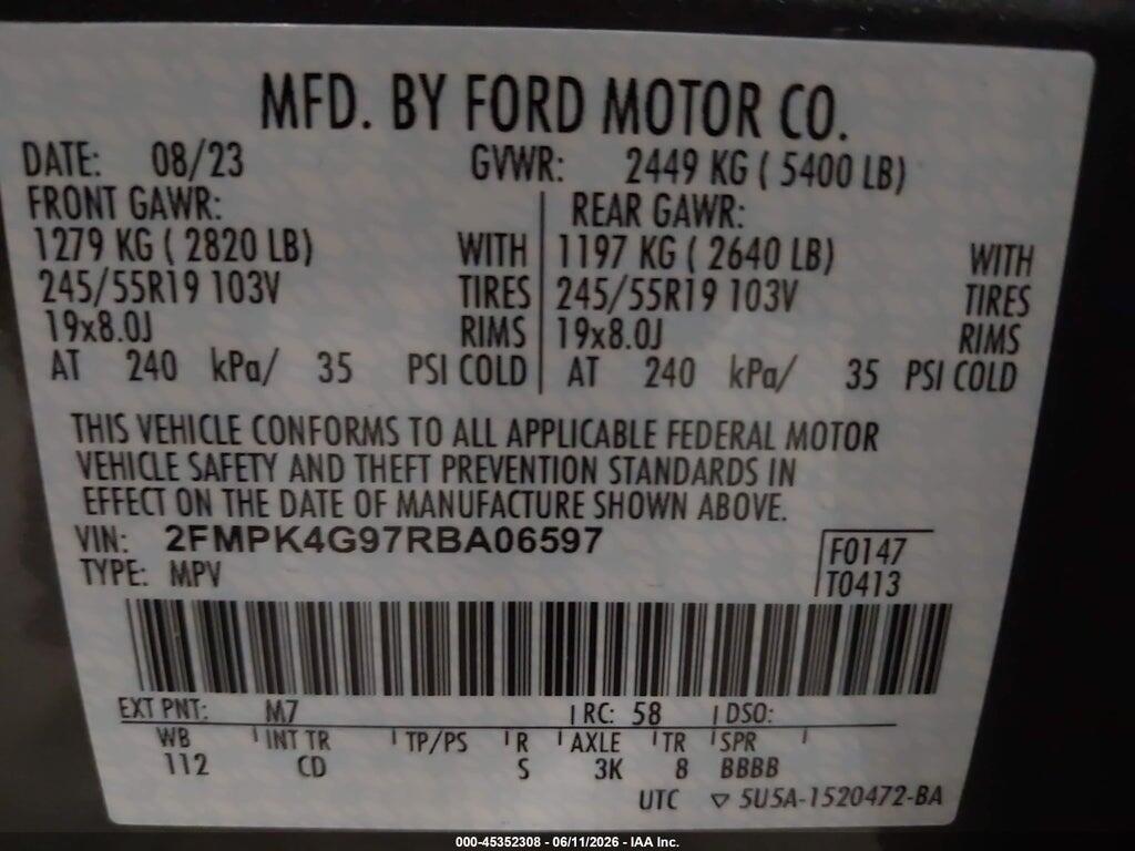2FMPK4G97RBA06597 2024 FORD EDGE photo no. 9