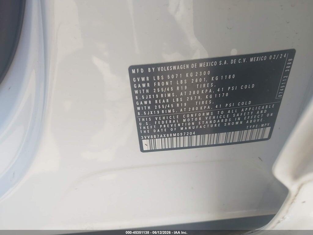 3VV8B7AX8RM097204 2024 VOLKSWAGEN TIGUAN photo no. 9