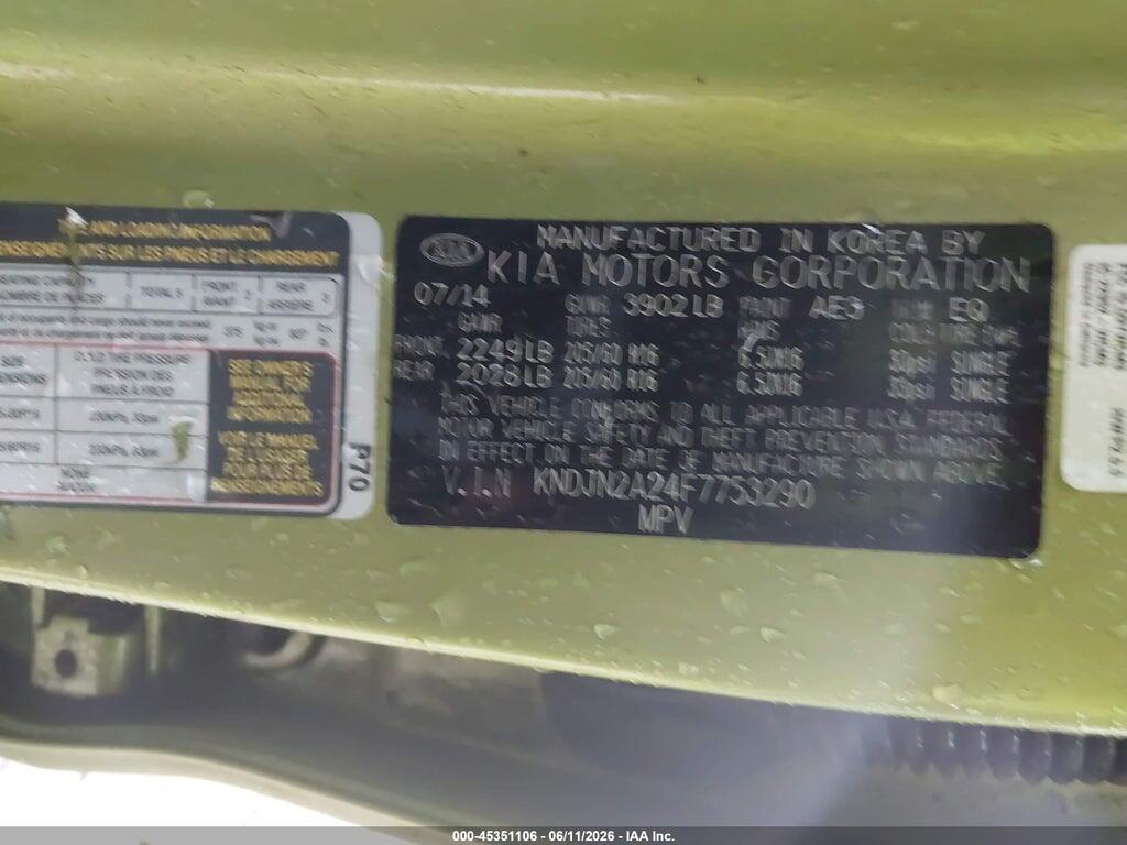KNDJN2A24F7753290 2015 KIA SOUL photo no. 9