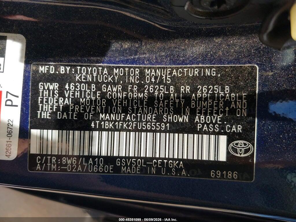 4T1BK1FK2FU565591 2015 TOYOTA CAMRY photo no. 9