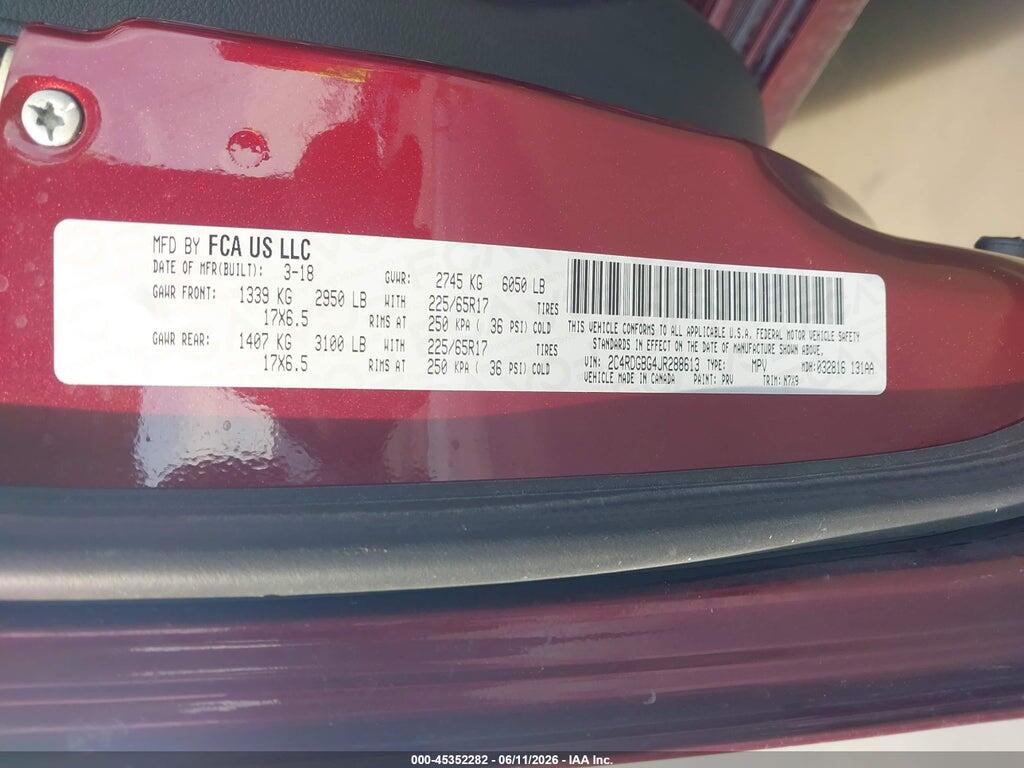 2C4RDGBG4JR288613 2018 DODGE GRAND CARAVAN photo no. 9