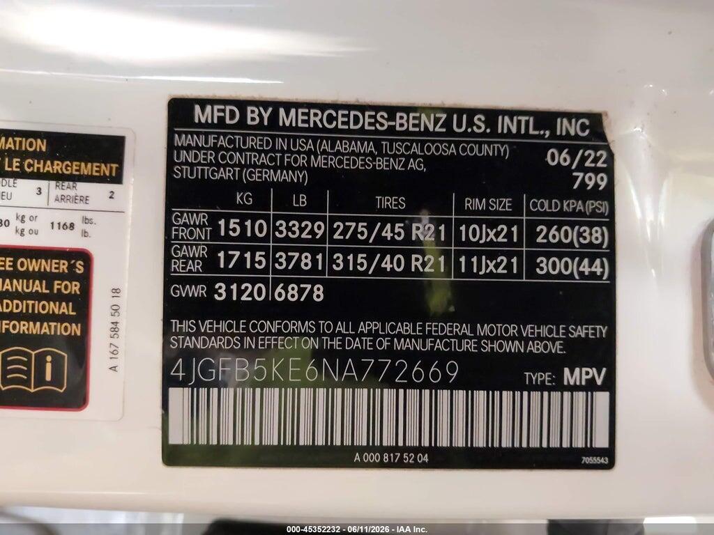 4JGFB5KE6NA772669 2022 MERCEDES-BENZ GLE 450 photo no. 9
