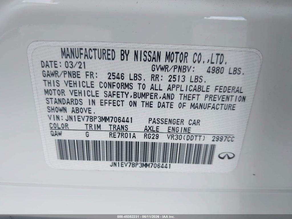 JN1EV7BP3MM706441 2021 INFINITI Q50 photo no. 9