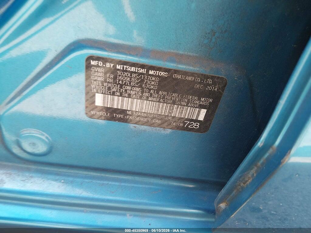 ML32A4HJ6FH038386 2015 MITSUBISHI MIRAGE photo no. 9