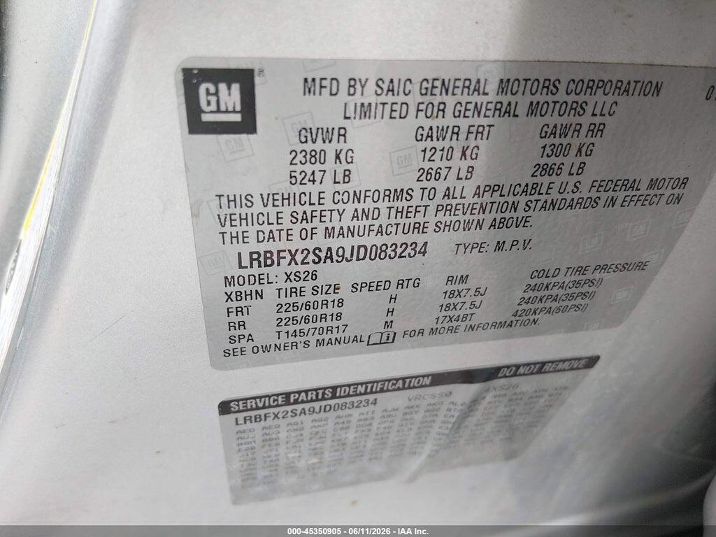 LRBFX2SA9JD083234 2018 BUICK ENVISION photo no. 9
