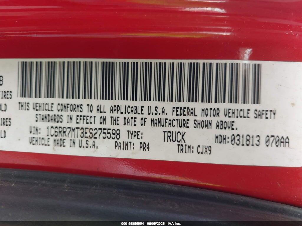 1C6RR7MT3ES275598 2014 RAM 1500 photo no. 9