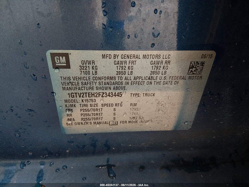 1GTV2TEH2FZ343445 2015 GMC SIERRA 1500 photo no. 9