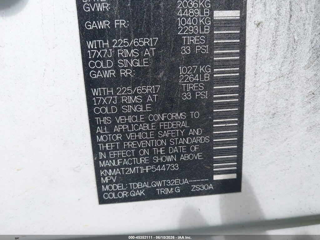 KNMAT2MT1HP544733 2017 NISSAN ROGUE photo no. 9