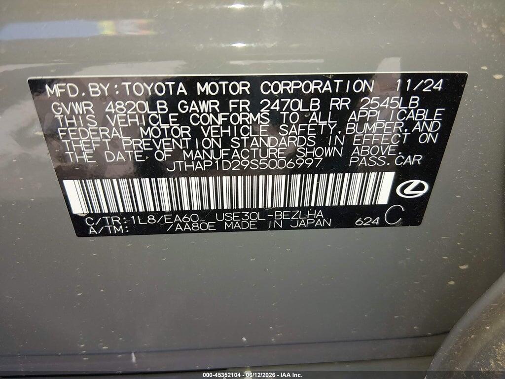 JTHAP1D29S5006997 2025 LEXUS IS 500 photo no. 9