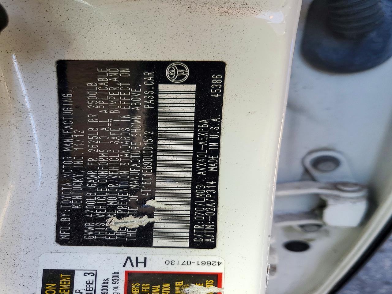 2013 TOYOTA AVALON HYBRID LIMITED — Фото 12 из 12