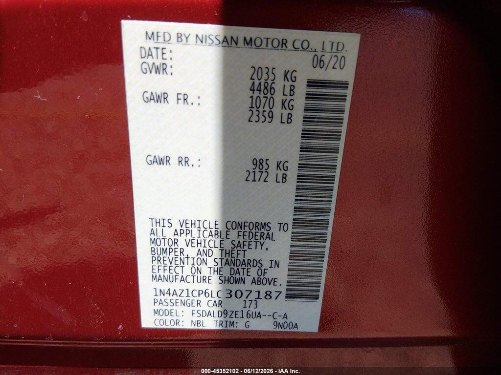 1N4AZ1CP6LC307187 2020 NISSAN LEAF photo no. 9