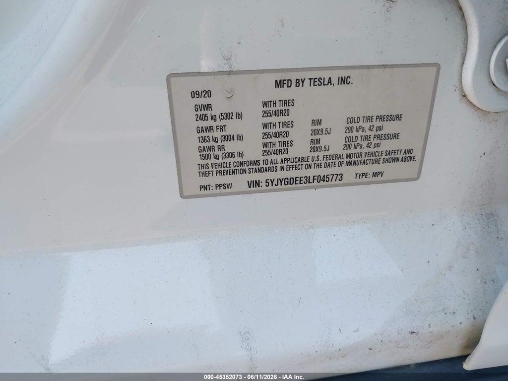 5YJYGDEE3LF045773 2020 TESLA MODEL Y photo no. 9