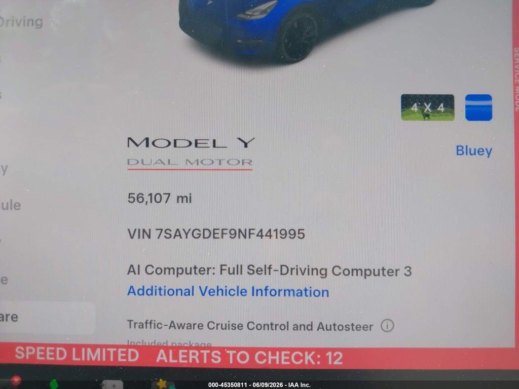 7SAYGDEF9NF441995 2022 TESLA MODEL Y photo no. 7
