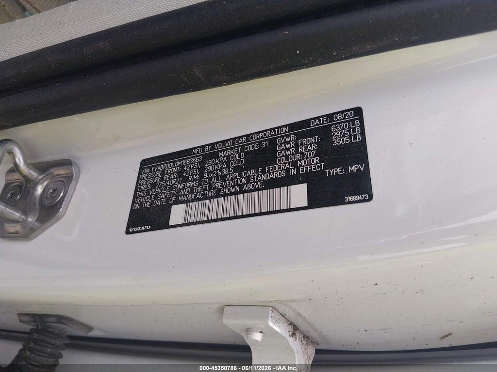 YV4BR00L0M1683663 2021 VOLVO XC90 RECHARGE PLUG-IN HYBRID photo no. 9