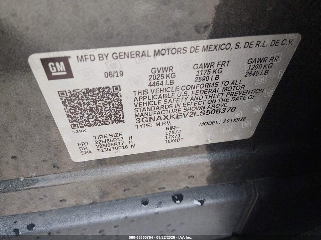 3GNAXKEV2LS506370 2020 CHEVROLET EQUINOX photo no. 9