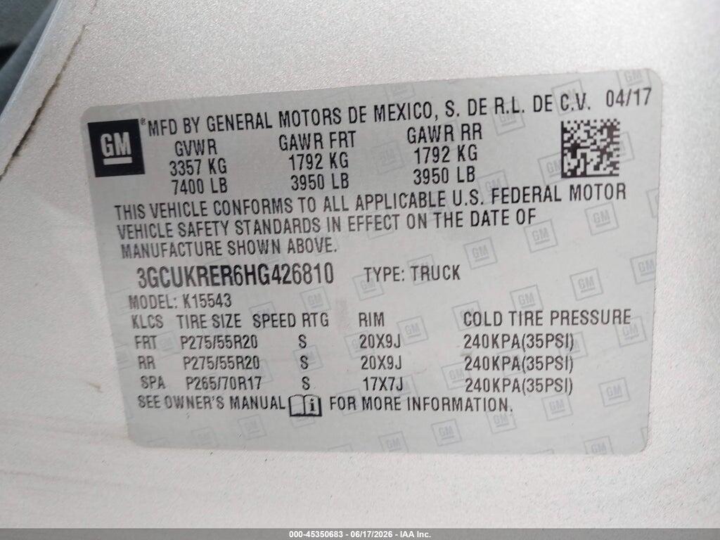 3GCUKRER6HG426810 2017 CHEVROLET SILVERADO 1500 photo no. 9