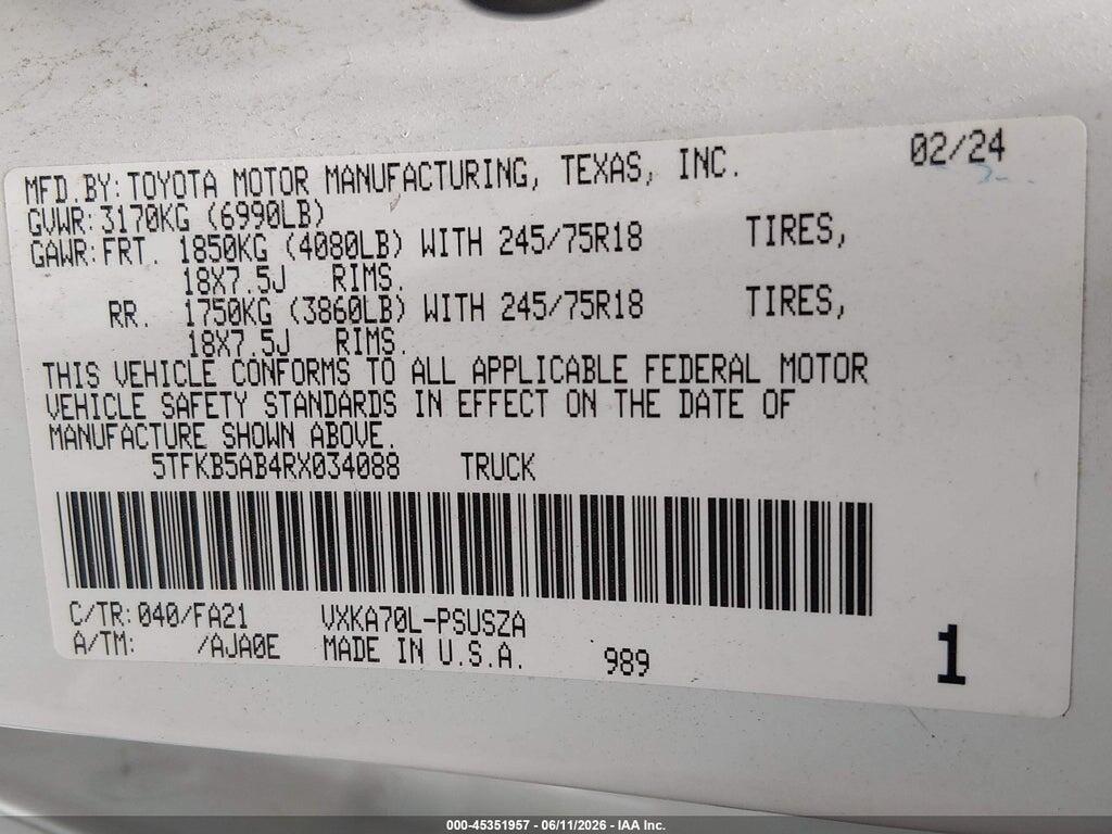 5TFKB5AB4RX034088 2024 TOYOTA TUNDRA photo no. 9