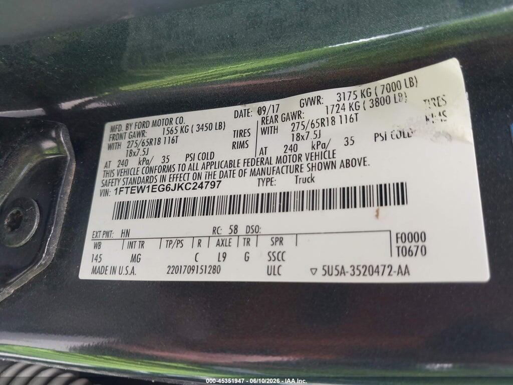 1FTEW1EG6JKC24797 2018 FORD F-150 photo no. 9