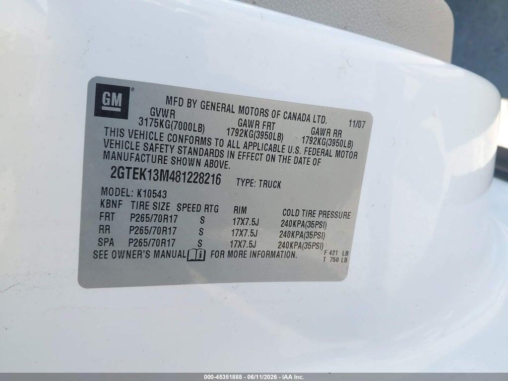 2GTEK13M481228216 2008 GMC SIERRA 1500 photo no. 9