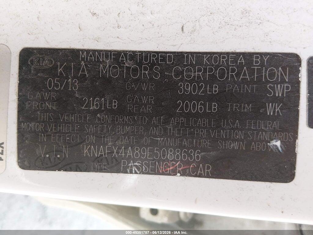 KNAFX4A89E5088636 2014 KIA FORTE photo no. 9