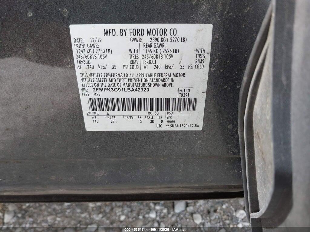 2FMPK3G91LBA42920 2020 FORD EDGE photo no. 8