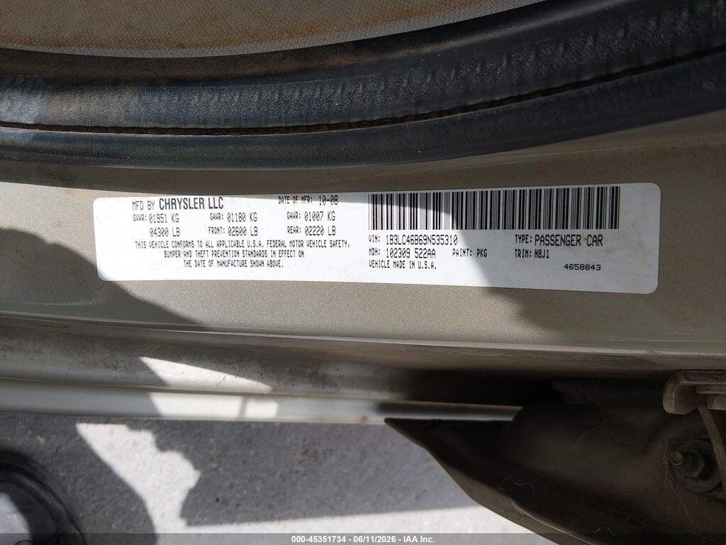 1B3LC46B69N535310 2009 DODGE AVENGER photo no. 9