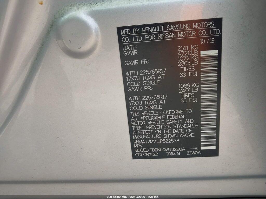 KNMAT2MV1LP522578 2020 NISSAN ROGUE photo no. 9