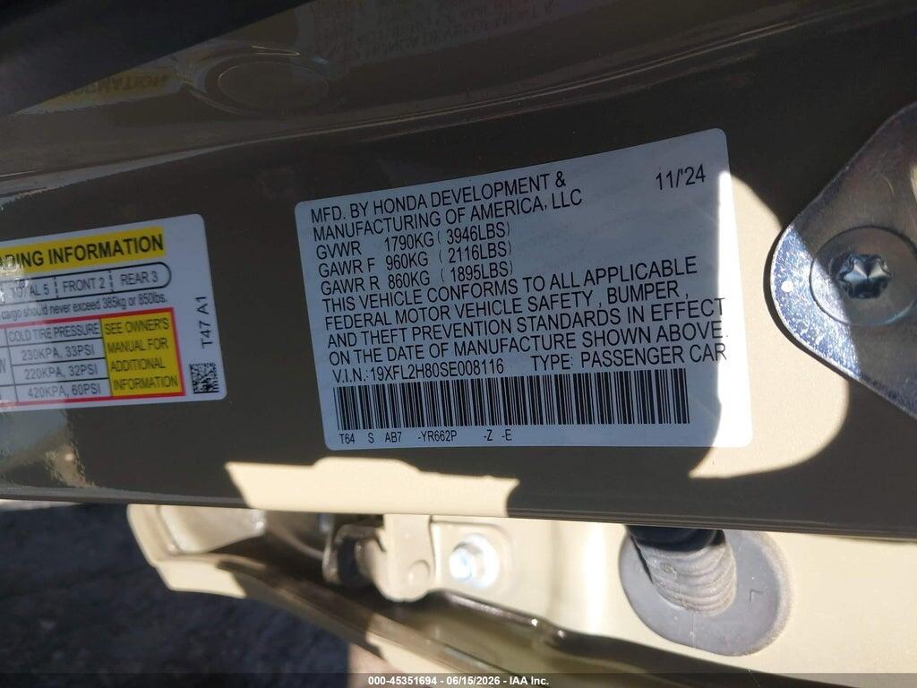 19XFL2H80SE008116 2025 HONDA CIVIC SEDAN photo no. 9